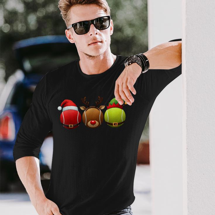 Lustiges Weihnachtsmann Rentier Elf Tennis Weihnachten Damen Herren Kinder Langarmshirts Geschenke für Ihn