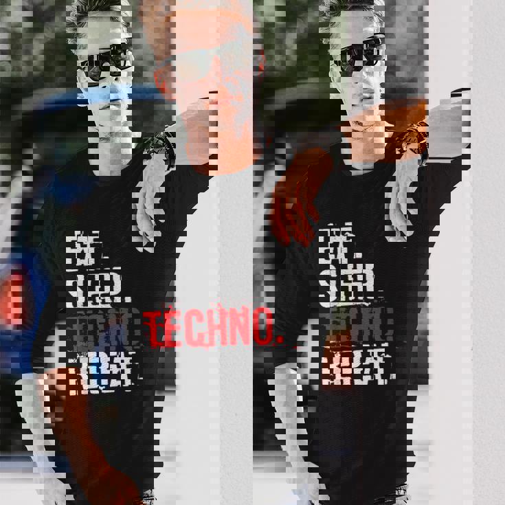 Maglia Techno Di Yoodza Eat Sleep Techno Repeat Maglietta a maniche lunghe Regalos para él