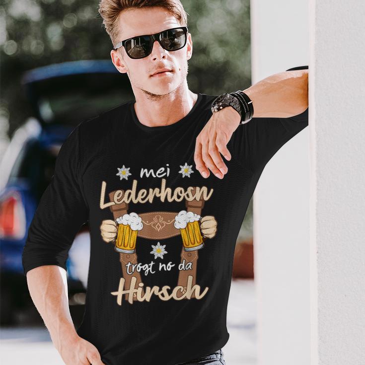 Mei Lederhosn Trogt No Da Hirsch Saufen Oktoberfest Langarmshirts Geschenke für Ihn