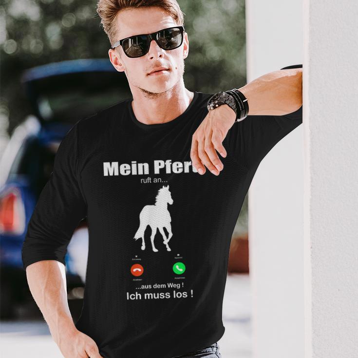 Mein Pferd Ruft An Pferde Langarmshirts Geschenke für Ihn