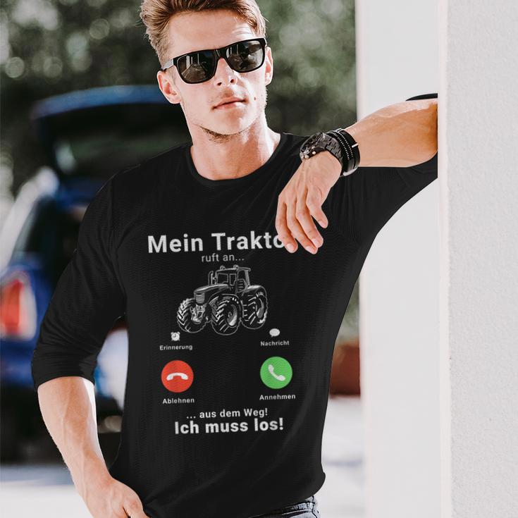 Mein Traktor Ruft An Traktorfahrer Farmer Bauer Tractor Langarmshirts Geschenke für Ihn