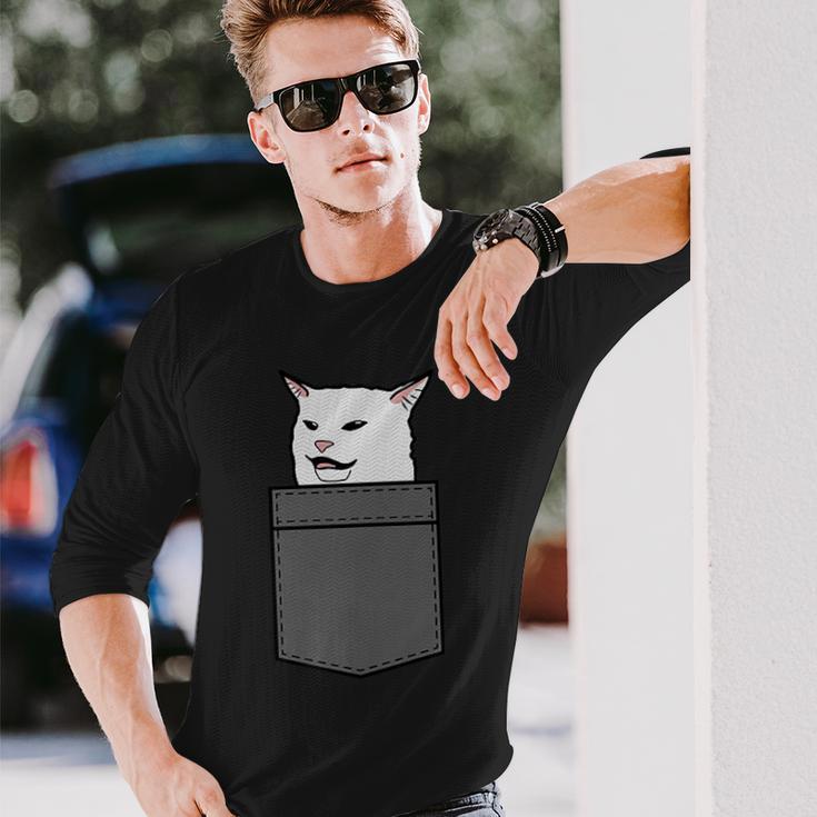 Meme Cat In Bag Langarmshirts Geschenke für Ihn