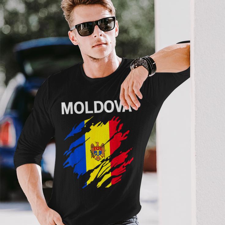 Moldova Flag Langarmshirts Geschenke für Ihn