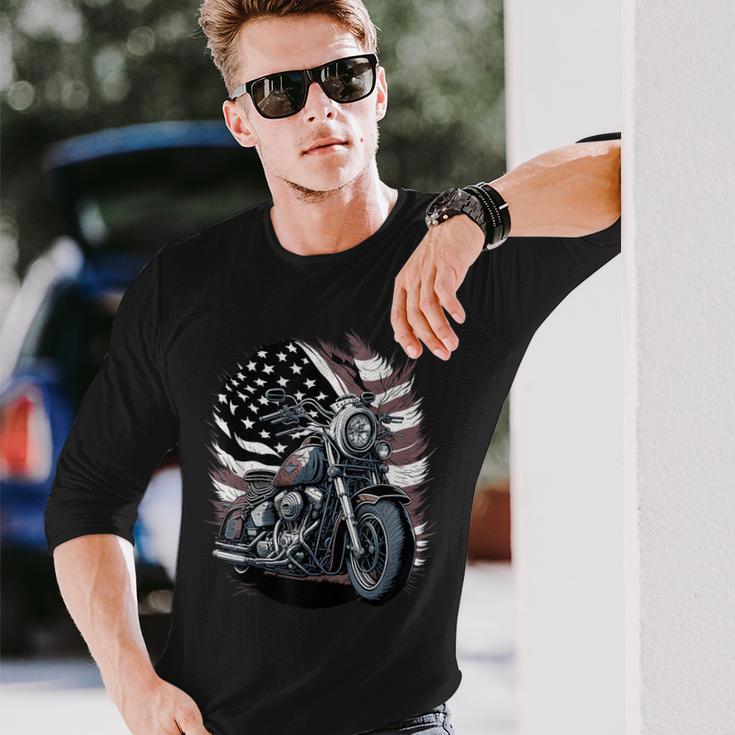 Sweat-shirt Motard Père Noël Avec Drapeau Américain - Idée Cadeau Originale Pour Les Fans De Bikers - 3
