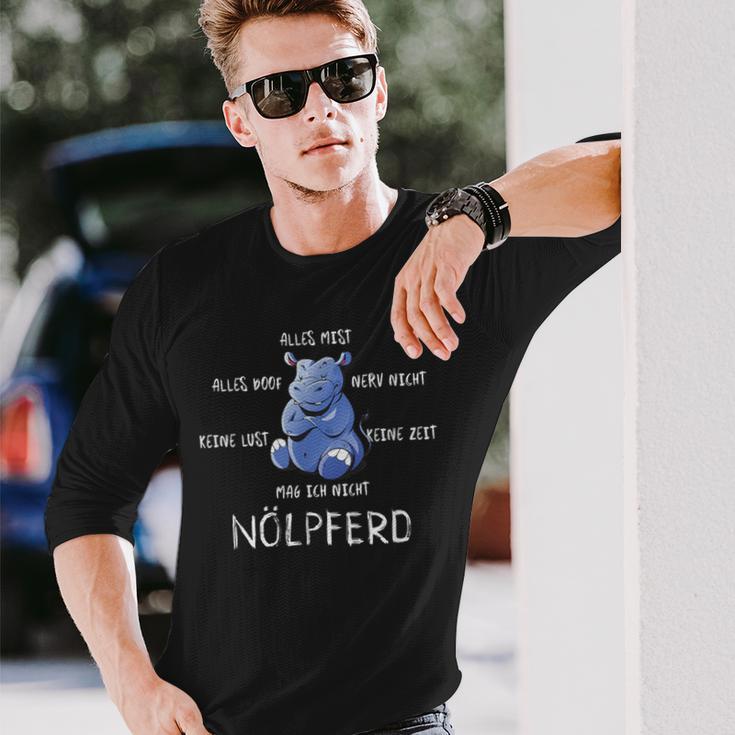 Nölpfer Nörgelndes Nö Saying Hippo Fun Word Game Langarmshirts Geschenke für Ihn