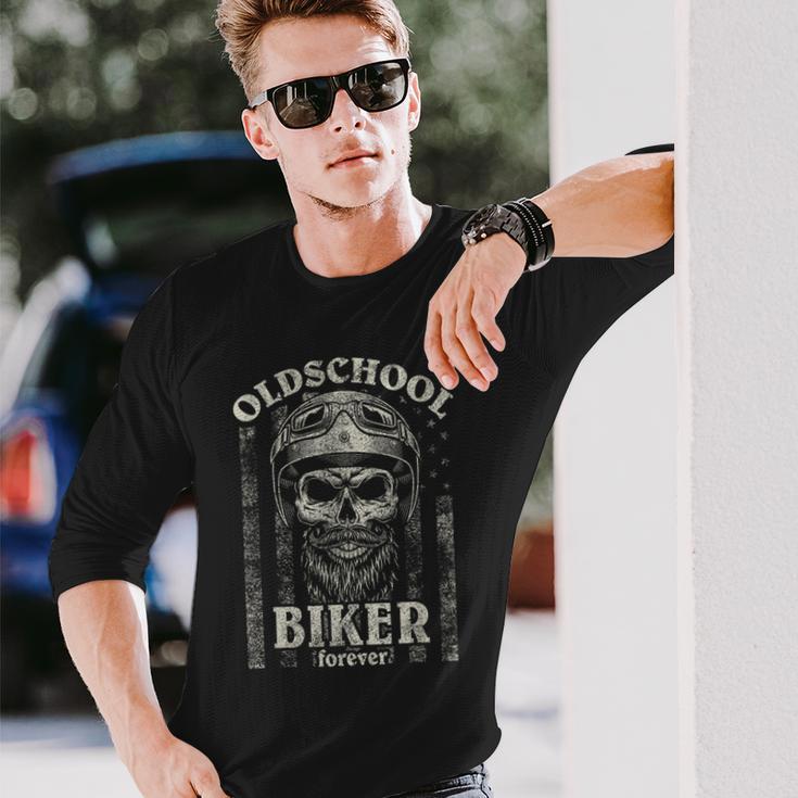 Old School Biker Forever I Motorcycle Bike Skull Biker Langarmshirts Geschenke für Ihn