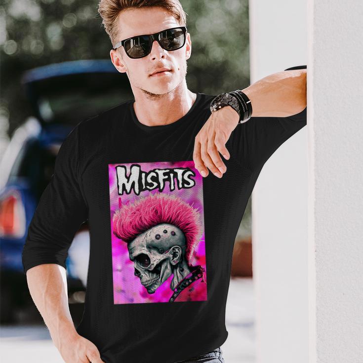 Pink Misfits Skull Fanart Langarmshirts Geschenke für Ihn