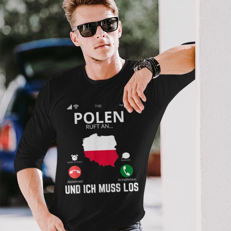 Polen Calls And I Must Go Poland Flag Langarmshirts Geschenke für Ihn