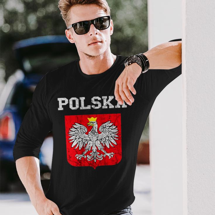 Polska Polish Flag Polish Pride Polska Polish Eagle S Langarmshirts Geschenke für Ihn