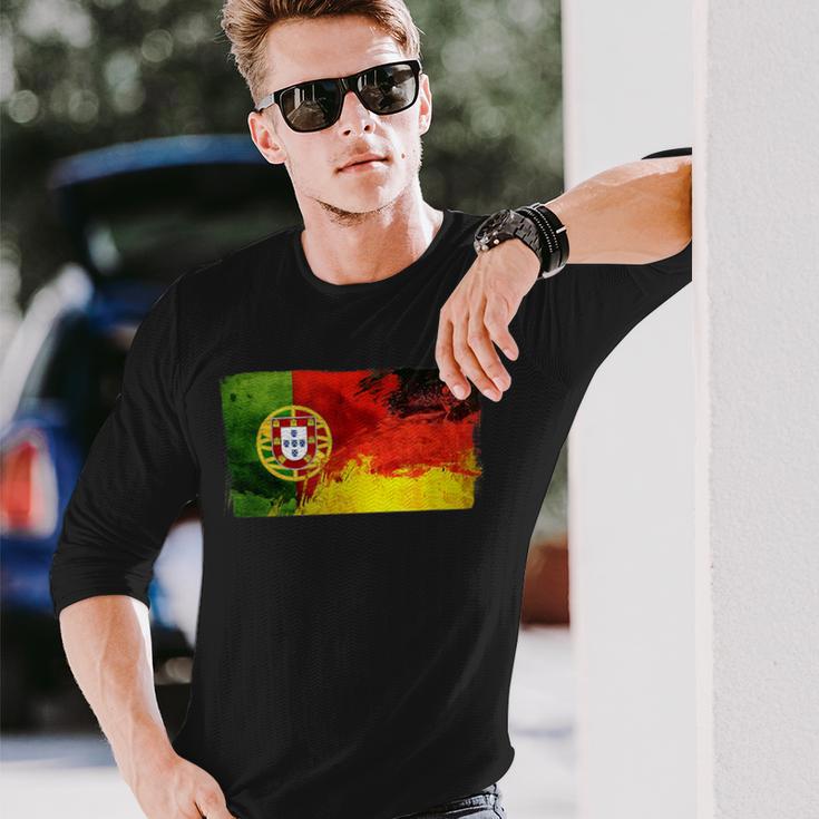 Portugal Deutschland Fusion Football Sport Competition Friends Langarmshirts Geschenke für Ihn