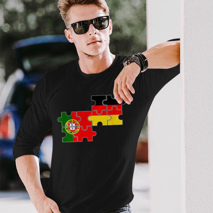 Portugal Germany Flag German Portuguese Langarmshirts Geschenke für Ihn