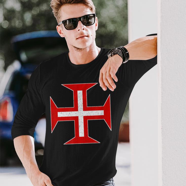 Portuguese Cross Of The Order Of Christ Cross Portugal Langarmshirts Geschenke für Ihn