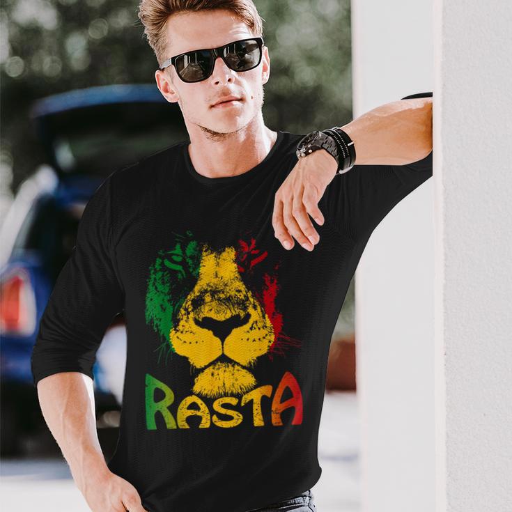 Rasta Lion Lionhead Reggae Rastafari Jamaica Langarmshirts Geschenke für Ihn