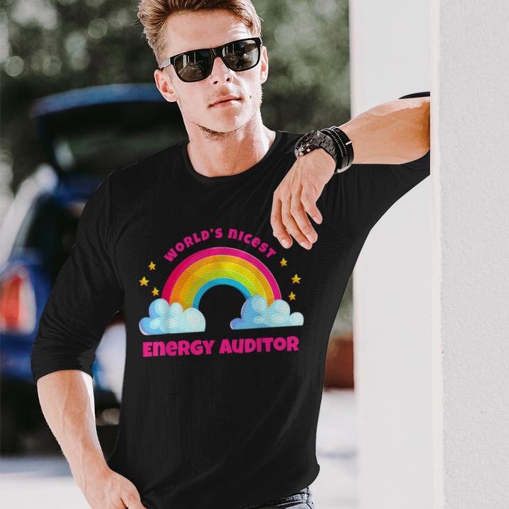 Regenbogen Retro World's Netteste Energie Auditor Langarmshirts Geschenke für Ihn