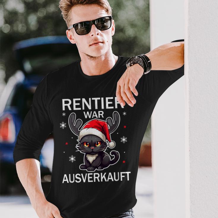 Rentier War Ausverkauft Lustiges Katzen Weihnachts Langarmshirts Geschenke für Ihn