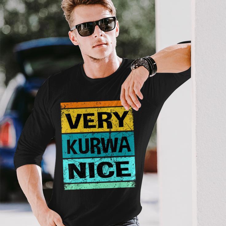 Retroery Kurwa Nice Poland Polska Langarmshirts Geschenke für Ihn