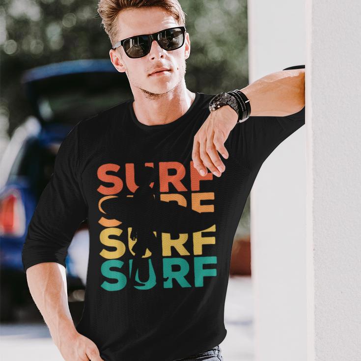 Retrointage Surfing For Surfer And Wave Rider Langarmshirts Geschenke für Ihn