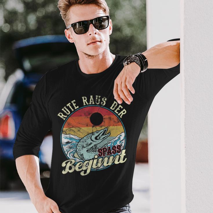 Rute Raus Der Spass Beginnt Angler Langarmshirts Geschenke für Ihn