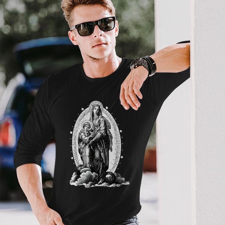 Sancta Mariaictoriaierge Marie Catholique T-shirt à manches longues Cadeaux pour lui