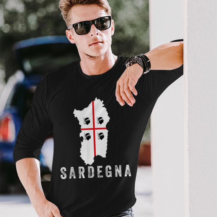 Sardegna Sardinien Karte Flagge Urlaub Italien Langarmshirts Geschenke für Ihn