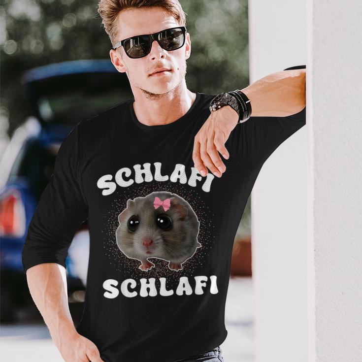 Schlafi Schlafi Sad Hamster Meme Hamster Sleep Sleep Langarmshirts Geschenke für Ihn