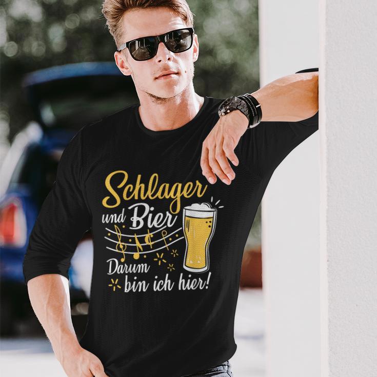 Schlager Und Bier Darum Bin Ich Hier Schlagerparty Costume Langarmshirts Geschenke für Ihn