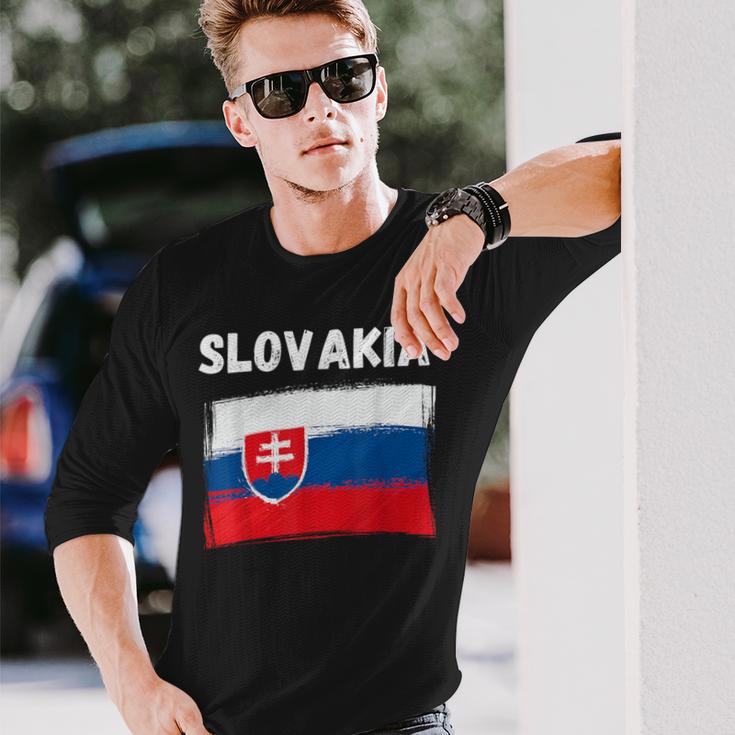 Slovakia Flag Holidayintage Grunge Slovak Flag Langarmshirts Geschenke für Ihn