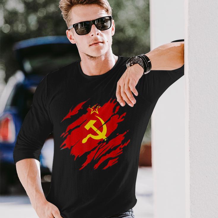 Soviet Flag Retro Ussr Soviet Union Cccp Langarmshirts Geschenke für Ihn