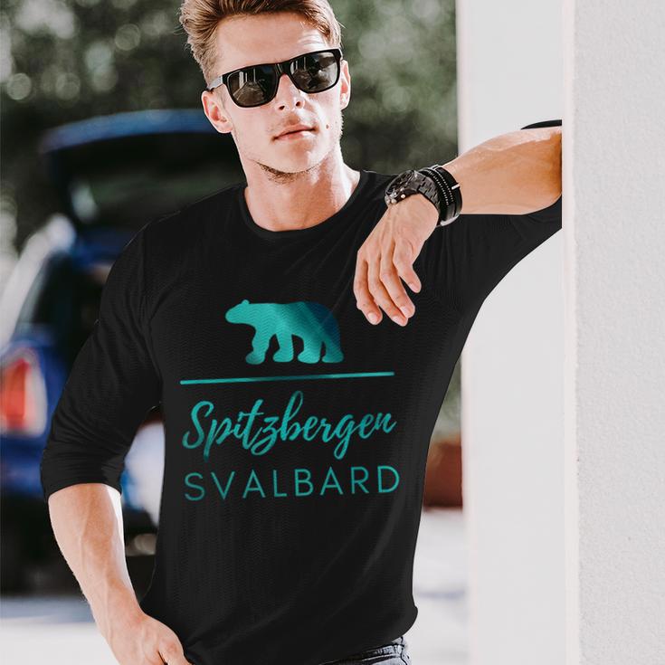 Spitzbergen Svalbard Polar Bear Polar Lights Langarmshirts Geschenke für Ihn