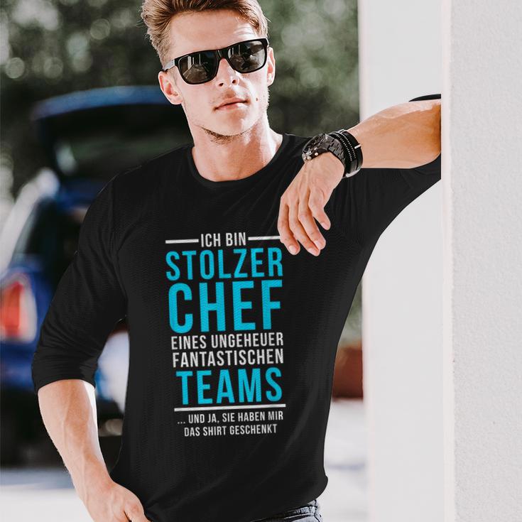 Stolzer Chef Eines Fantastische Teams Saying Langarmshirts Geschenke für Ihn