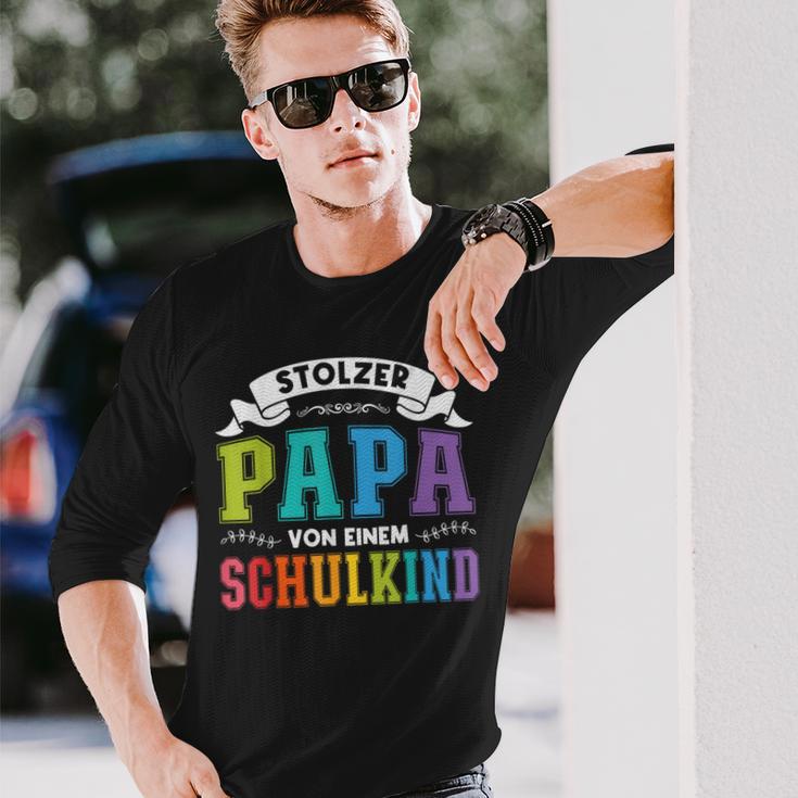 Stolzer Papaon Einem Schulkind First Day Of School Langarmshirts Geschenke für Ihn