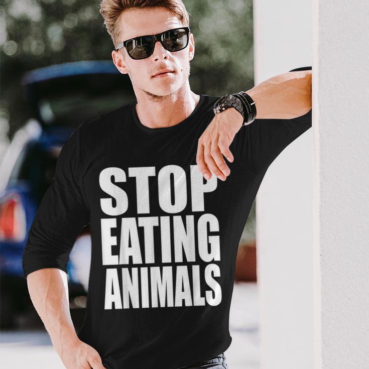 Stop Eating Animalseganegetarier Tierwohl Langarmshirts Geschenke für Ihn