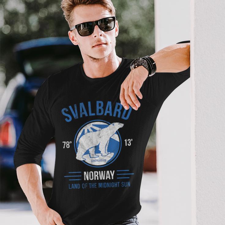 Svalbard Spitzbergen Polar Bear Longyearbyen Norway Polar Bear Langarmshirts Geschenke für Ihn