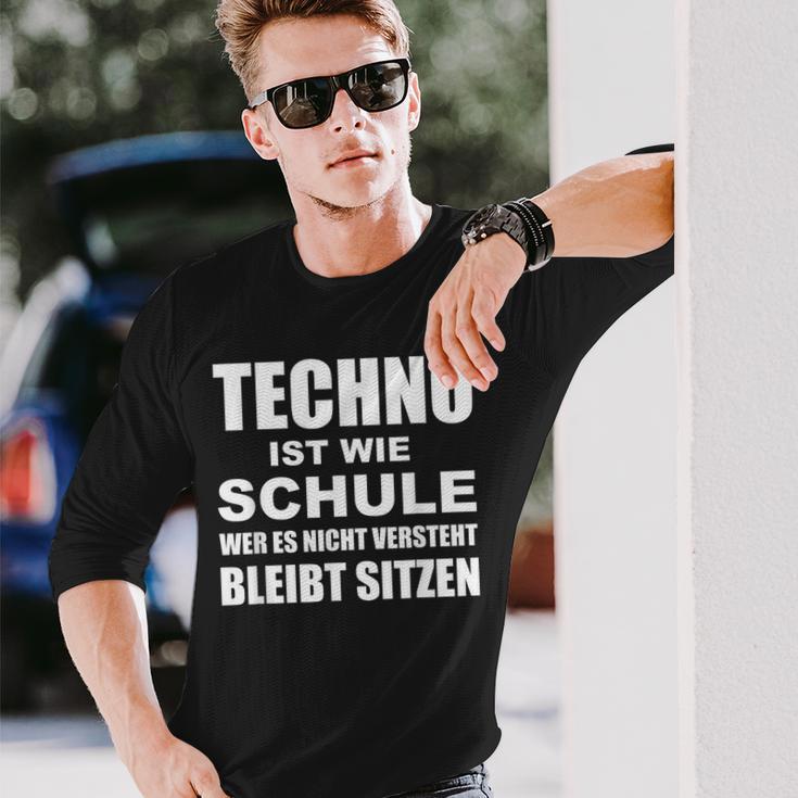 Techno Ist Wie Schule Rave Langarmshirts Geschenke für Ihn