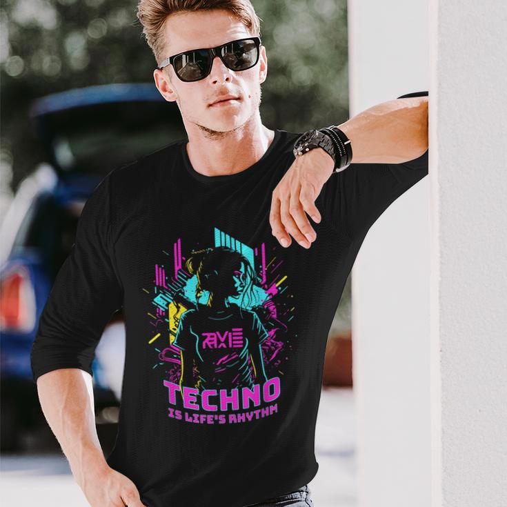 Techno Is Life's Rhythm Langarmshirts Geschenke für Ihn