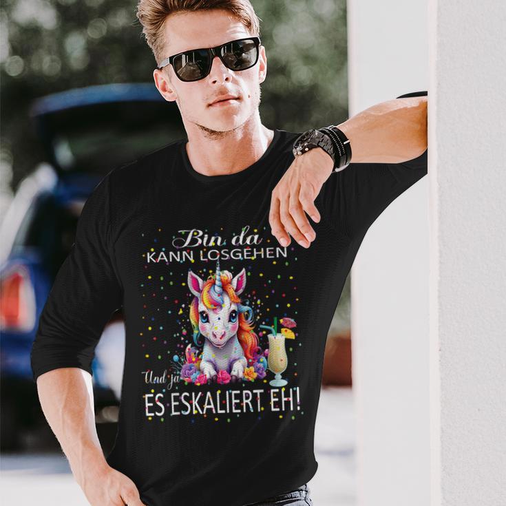 With Unicorn Bin Da Kann Losgehen Und Ja Es Escaliert Eh Langarmshirts Geschenke für Ihn