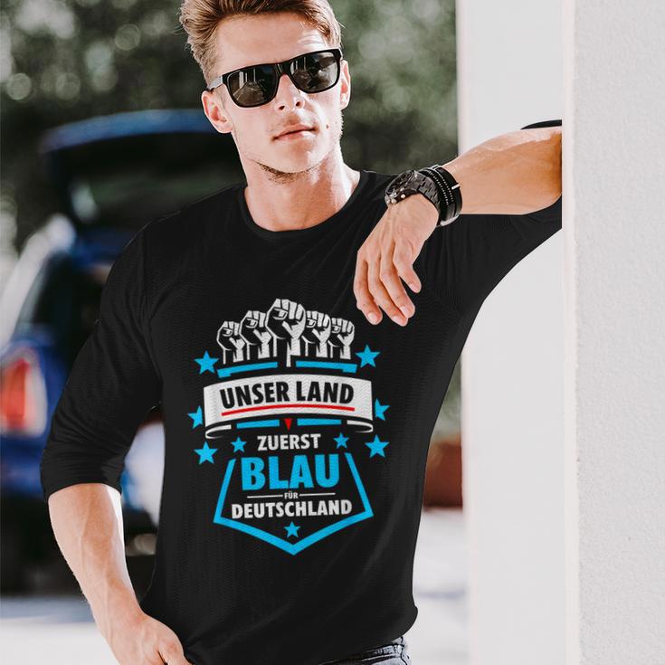 Unser Land Zuerst Blau Für Deutschland Gegen Grün Langarmshirts Geschenke für Ihn