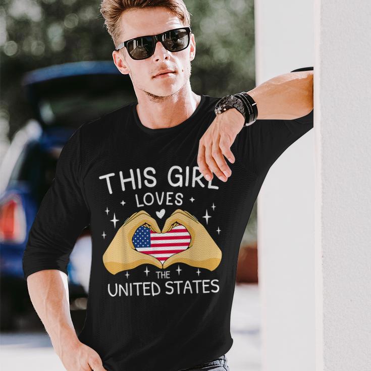 Usa Flag American Flag Heart Slogan America Usa Langarmshirts Geschenke für Ihn