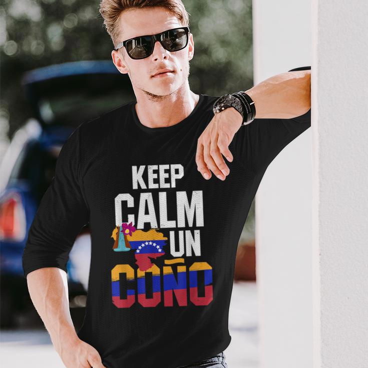 Venezuela Freedom Keep Calm Un Cono Banderaenezuela Langarmshirts Geschenke für Ihn