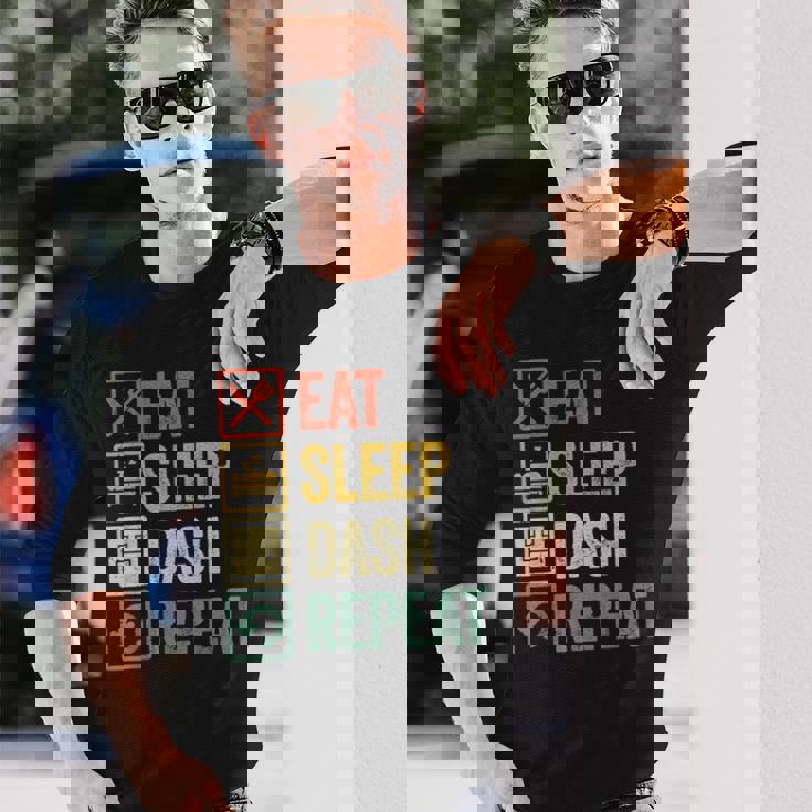 Videogioco Eat Sleep Dash Repeat Geometryideogamer Maglietta a maniche lunghe Regalos para él