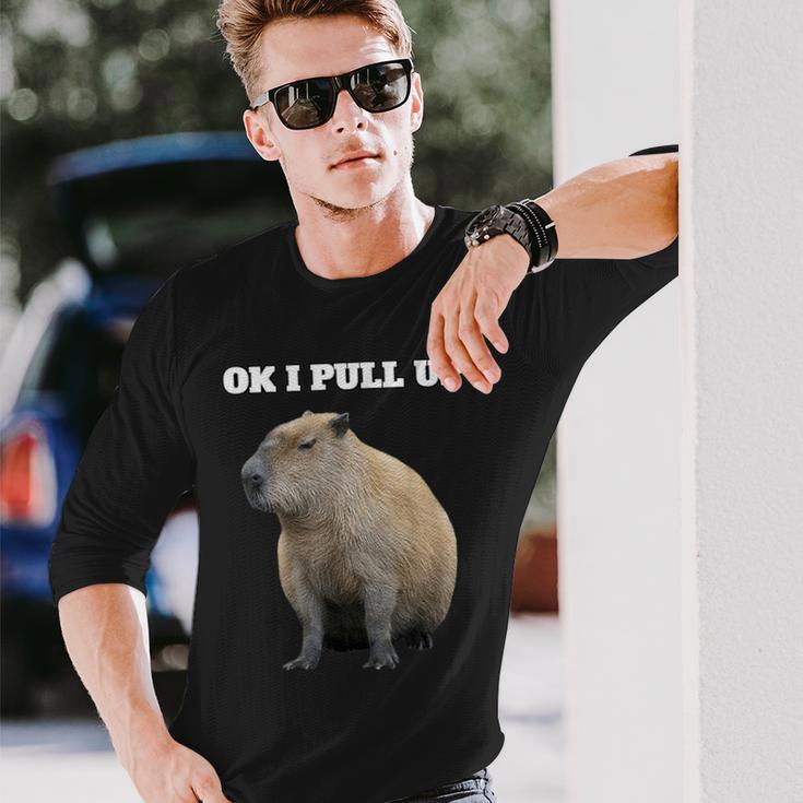 Vintage Ok I Pull Up Capybara Langarmshirts Geschenke für Ihn