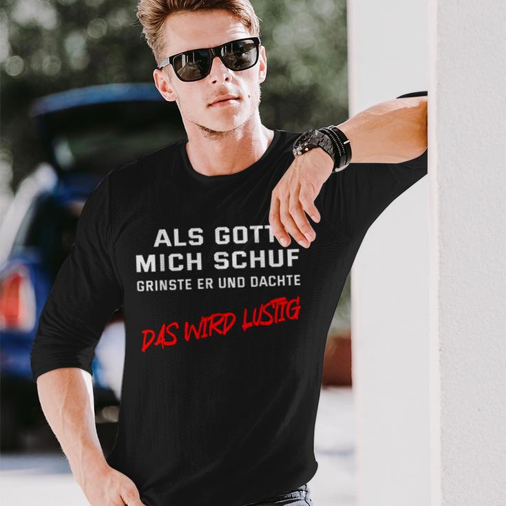 When God Schuf He Grinned And Thought Das Wird Lustig Langarmshirts Geschenke für Ihn