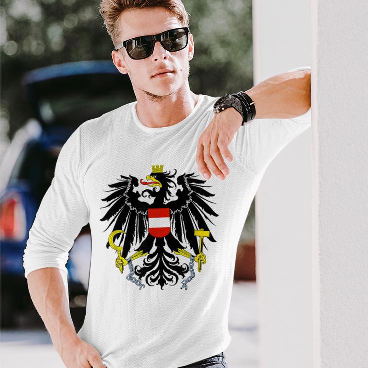 Austria Federal Eagle Red Red Eagle Retro Langarmshirts Geschenke für Ihn