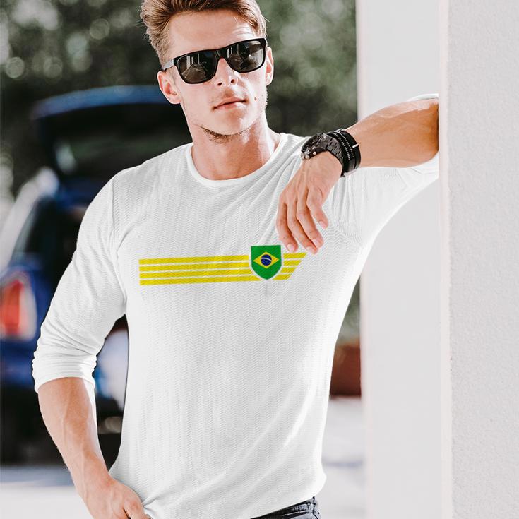 Brazil Seleção Fan Jersey Blue Langarmshirts Geschenke für Ihn