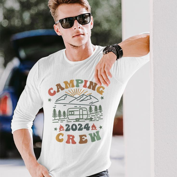 Camping Crew 2024 Familienpassender Sommertrip Camp Retro Langarmshirts Geschenke für Ihn