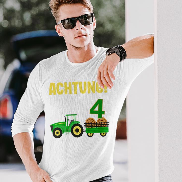 Children's 4Th Birthday Achtung Ich Bin Schon 4 Jahre Tractor Tractor Langarmshirts Geschenke für Ihn