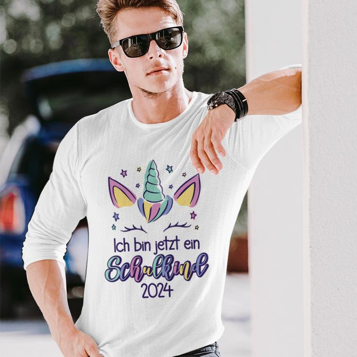 Children's Hurra Ich Bin Jetzt Ein Schulkind 2024 Unicorn First Day At School Langarmshirts Geschenke für Ihn