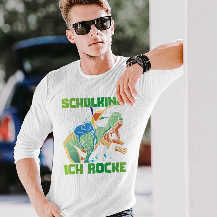 Children's School Child 2024 Dinosaur Ich Rocke Jetzt Die Schule Langarmshirts Geschenke für Ihn