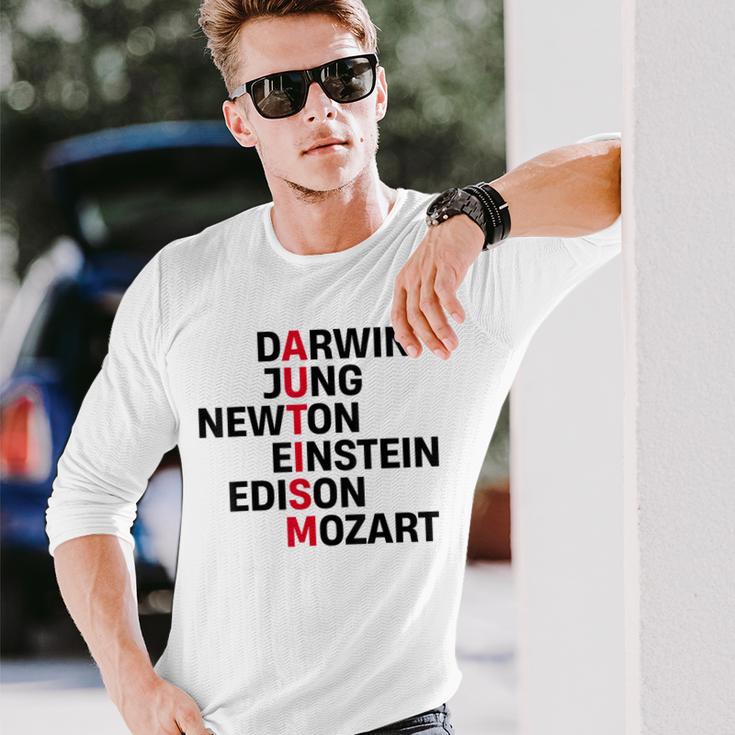 Darwin Jung Newton Einstein Edison Mozart Autism Awareness Langarmshirts Geschenke für Ihn