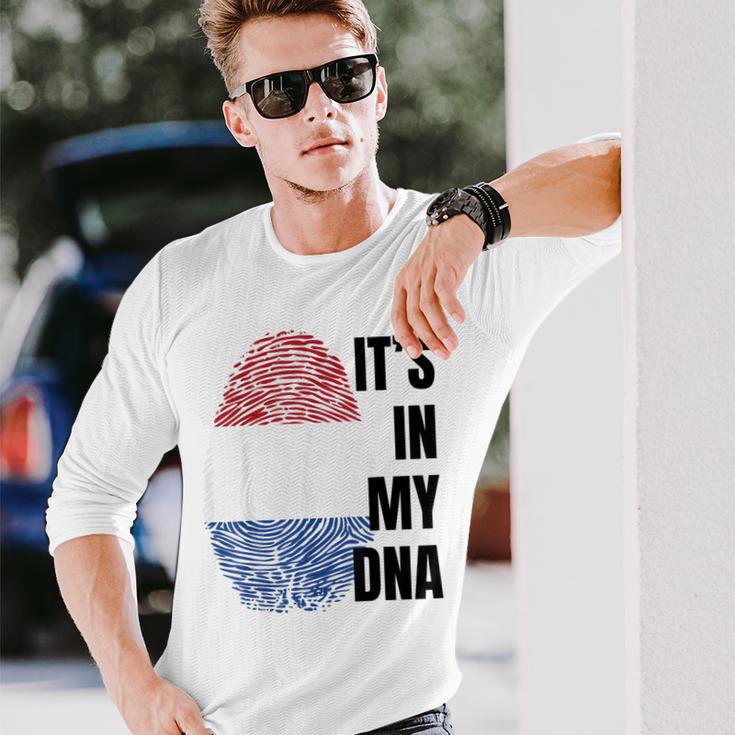 Dutch Flag Dna Fingerprint Holland Orange Orange Langarmshirts Geschenke für Ihn